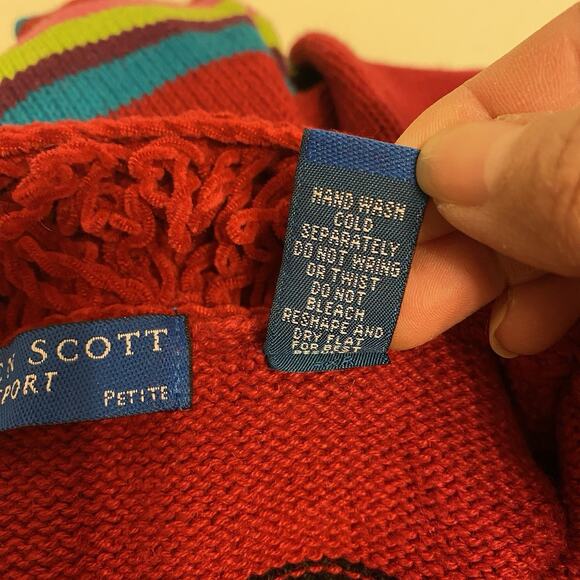 Vintage Christmas Ugly Knit Sweater Women MP Ramie Cotton Colorful FullZip Cozy - Picture 5 of 9